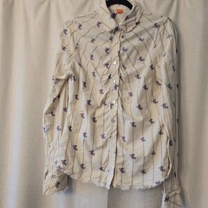 BOSS women button down shirt top floral pattern size M
